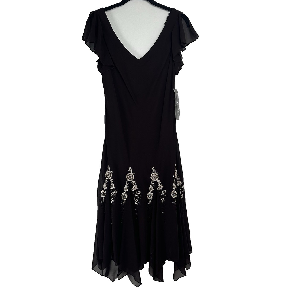 S.L. Fashions Dress Size 8 Brown Embroidered Y2K Forest Fairy Feminine Whimsical